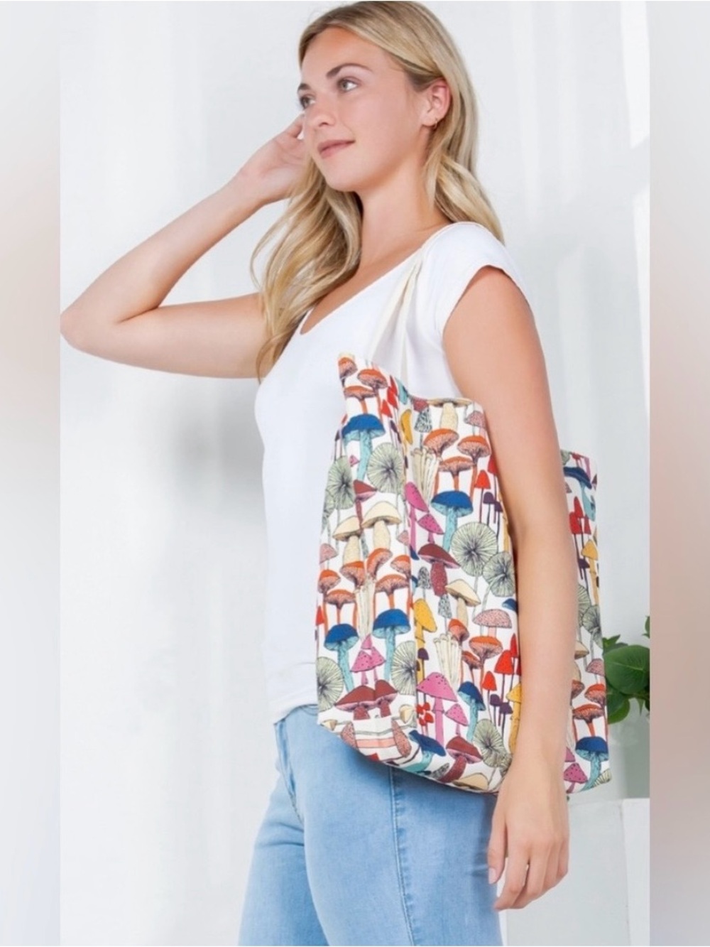 LA Soul Colorful Mushroom Cotton Canvas Tote Bag 🍄